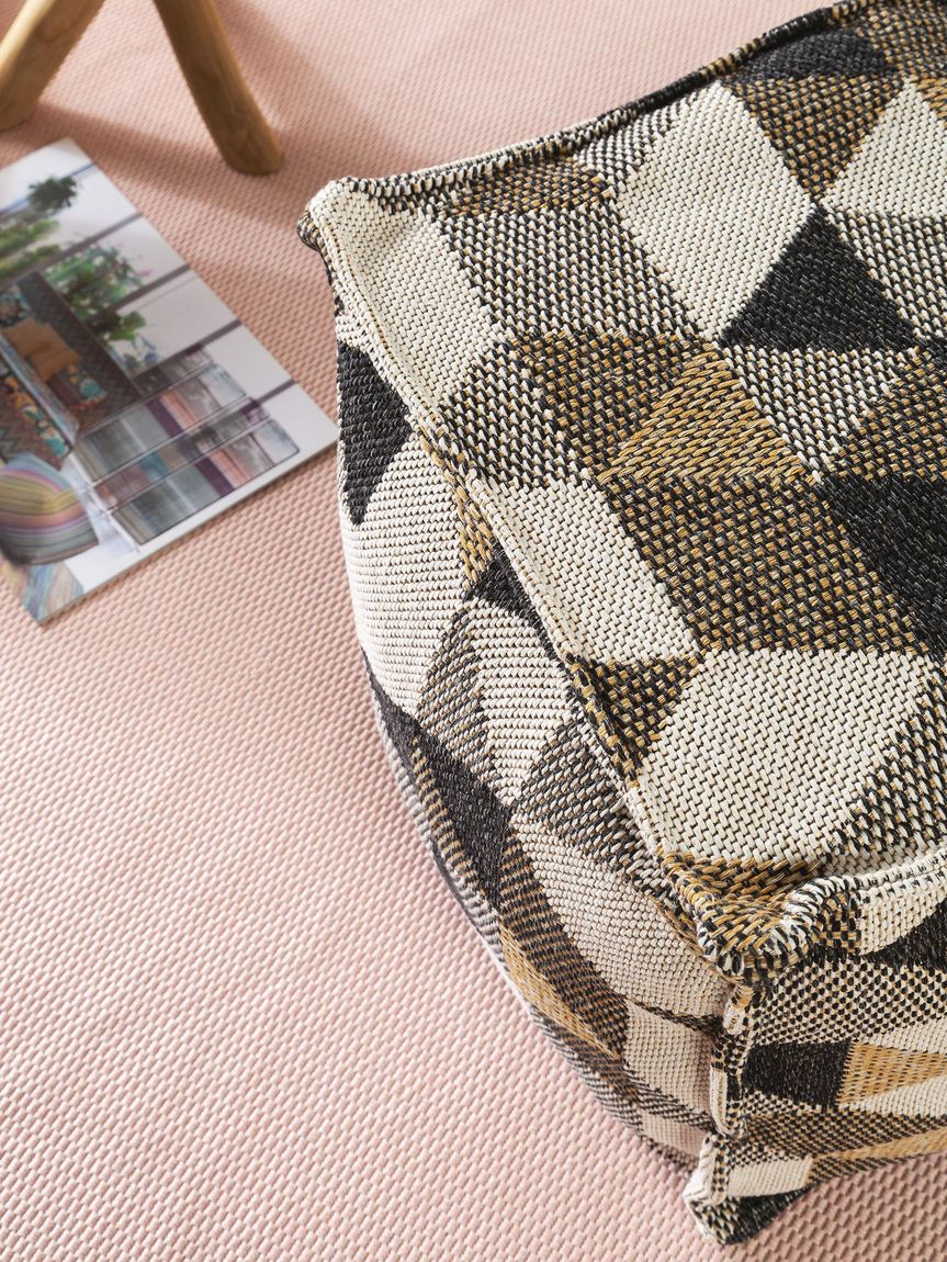 Pouf Barca 50x50x50 cm Beige / Schwarz