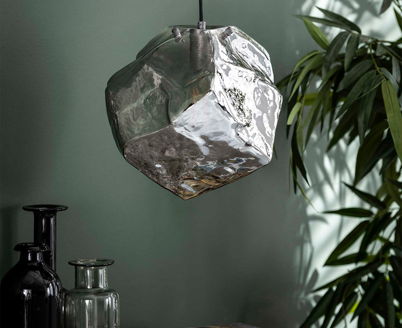 Hängelampe 1L Rock, verchromtes Glas