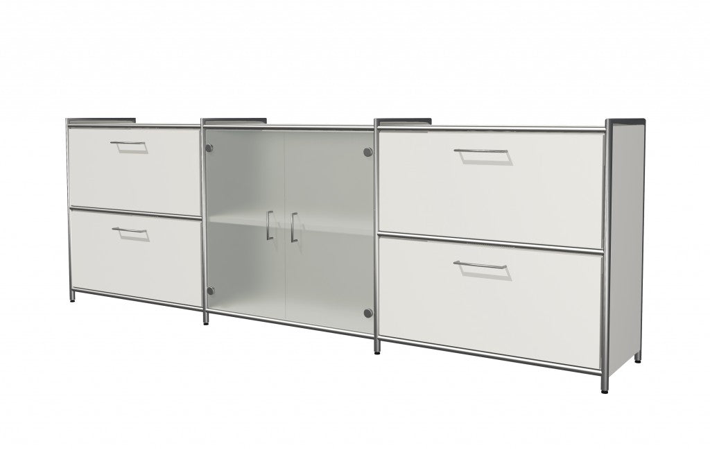 ARTLINE Sideboard Aktenschrank 2OH Büroschrank Weiß