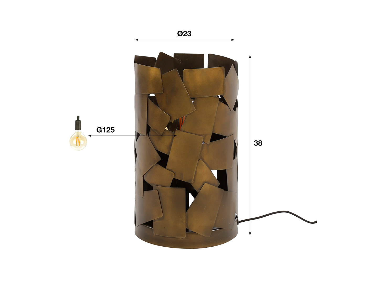 Tischlampe 1L Patch Zylinder / Antik Bronze