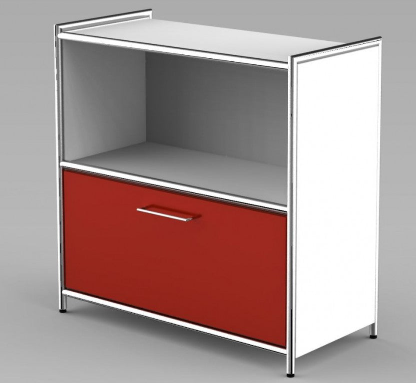 12647 ARTLINE Sideboard 2OH Aktenregal Regal Büroregal Weiß/Rot