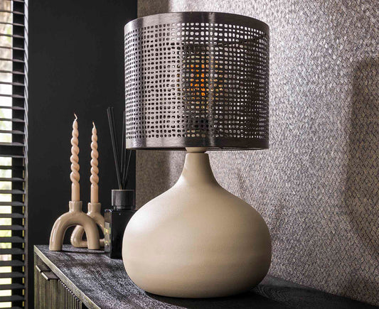 Tischlampe 1L mit geradem Lampenschirm Natur / Natural Grey