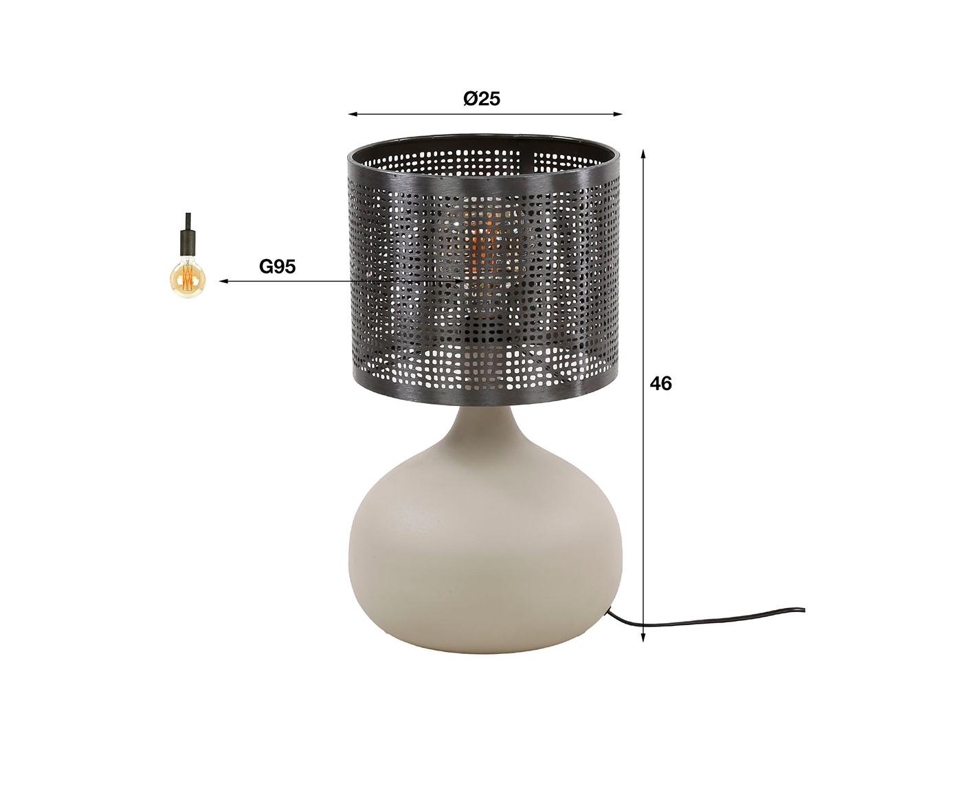Tischlampe 1L mit geradem Lampenschirm Natur / Natural Grey