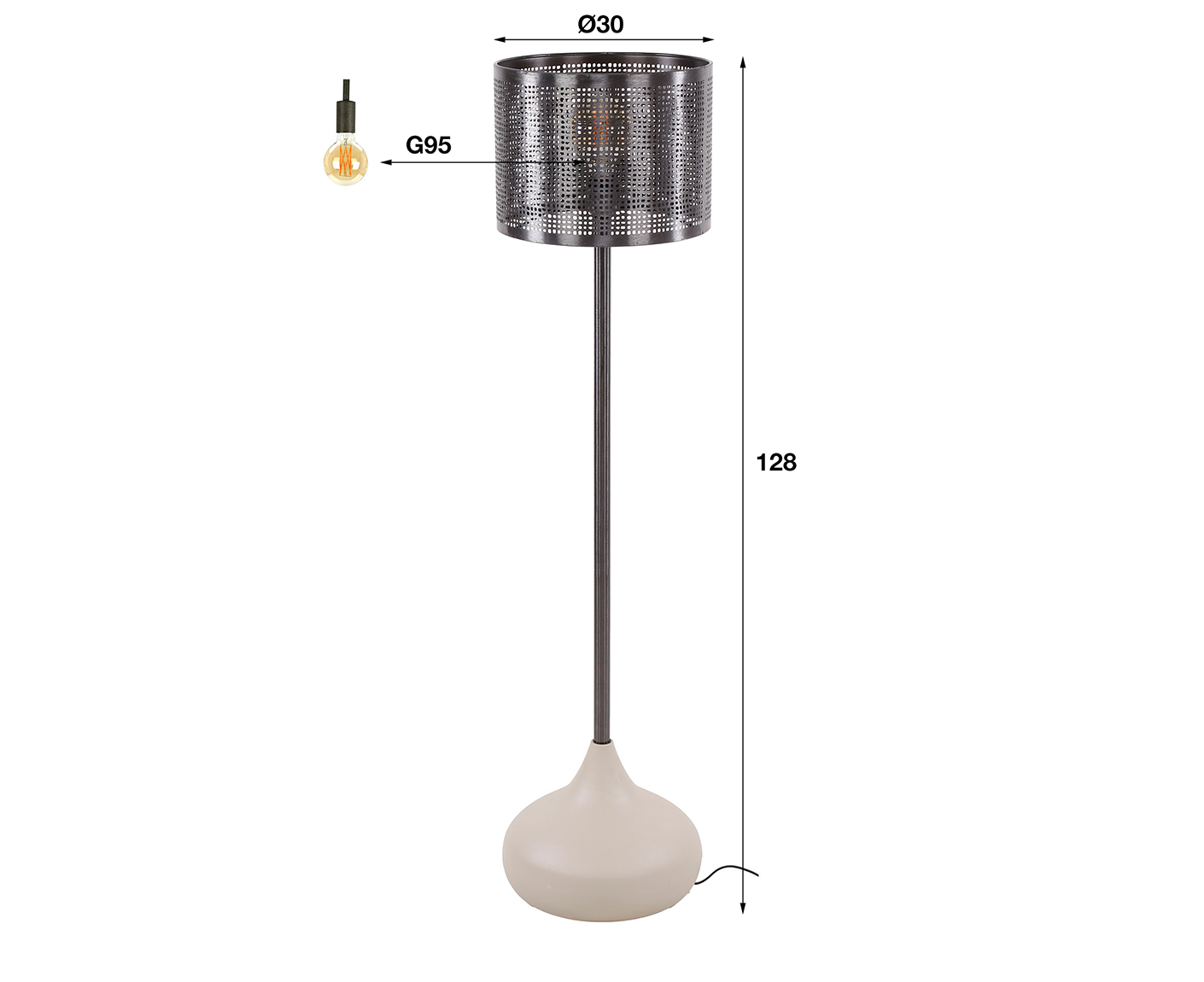 Stehlampe 1L mit geradem Lampenschirm Natur / Natural Grey