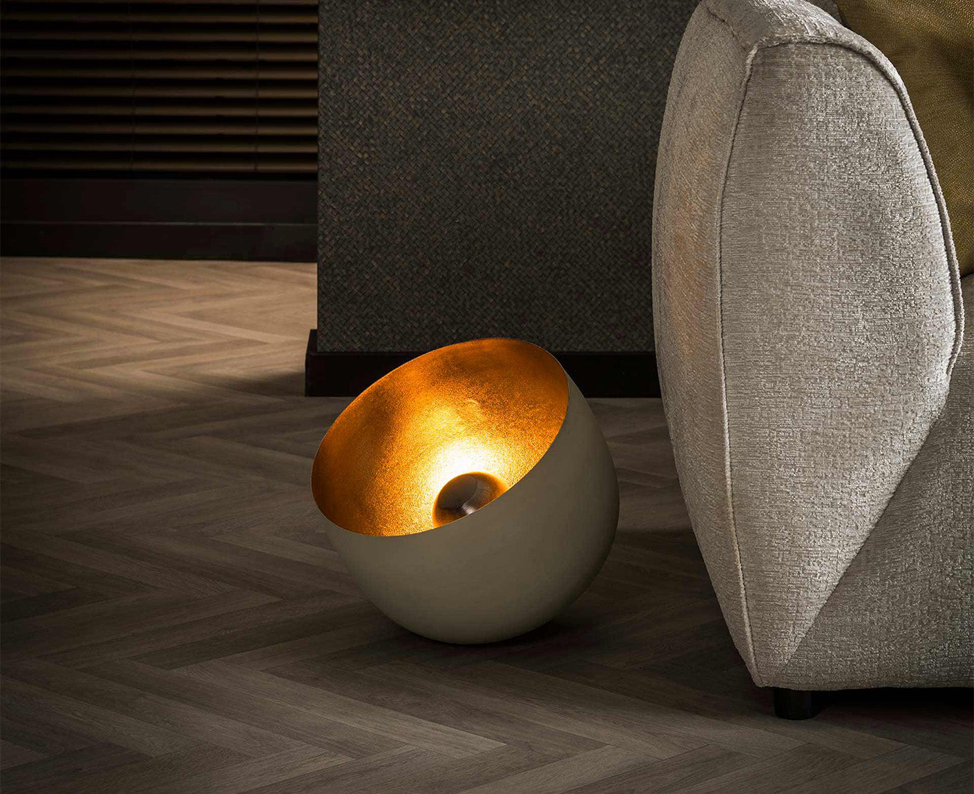 Tischleuchte 36 cm Korbform L / Natural Grey