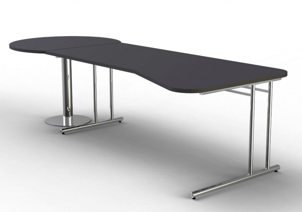 ARTLINE Freiformtisch mit Anbautisch 295x80/100 cm Weiß