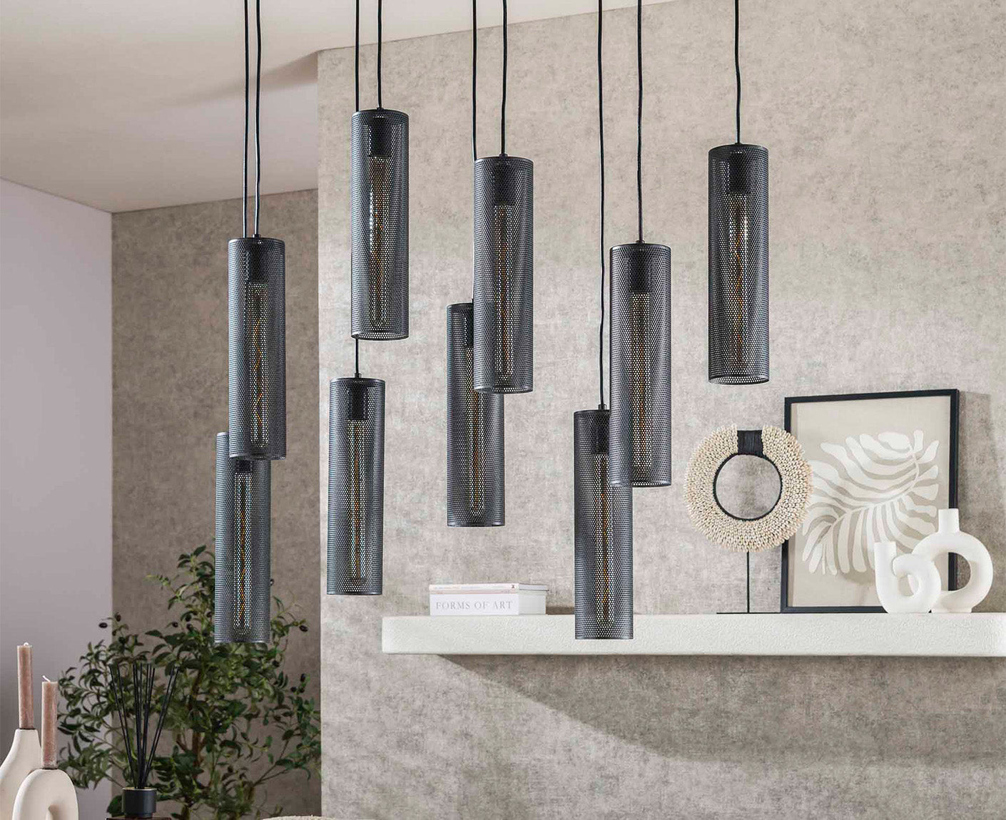 Hängelampe 5+4 Tube Mesh / Artic Schwarz