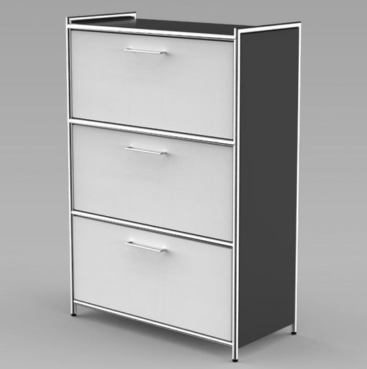 12672 ARTLINE Highboard 3OH Aktenschrank Schrank Büroschrank Büroregal Anthrazit/Weiß