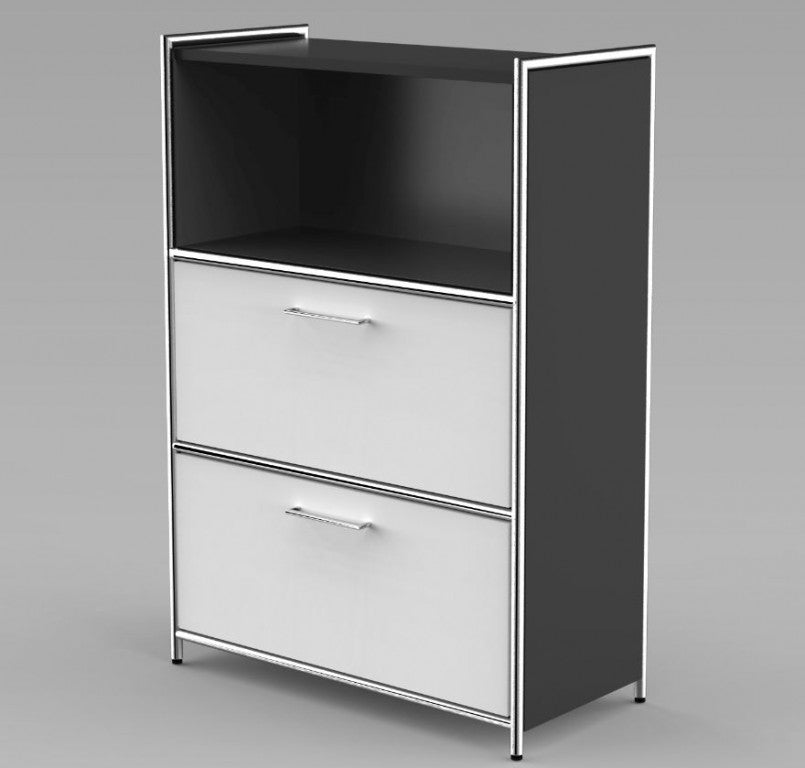 12679 ARTLINE Highboard 3OH Aktenschrank Schrank Büroschrank Büroregal Anthrazit/Weiß