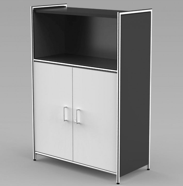 12686 ARTLINE Highboard 3OH Aktenschrank Schrank Büroschrank Büroregal Anthrazit/Weiß