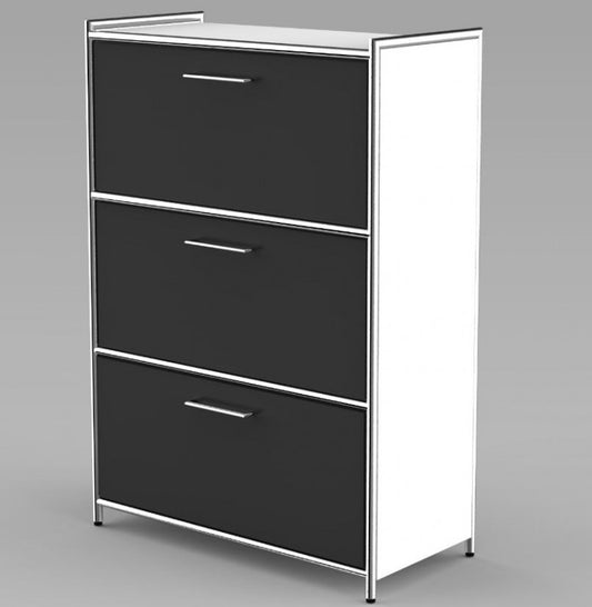 12665 ARTLINE Highboard 3OH Aktenschrank Schrank Büroschrank Büroregal Weiß/Anthrazit