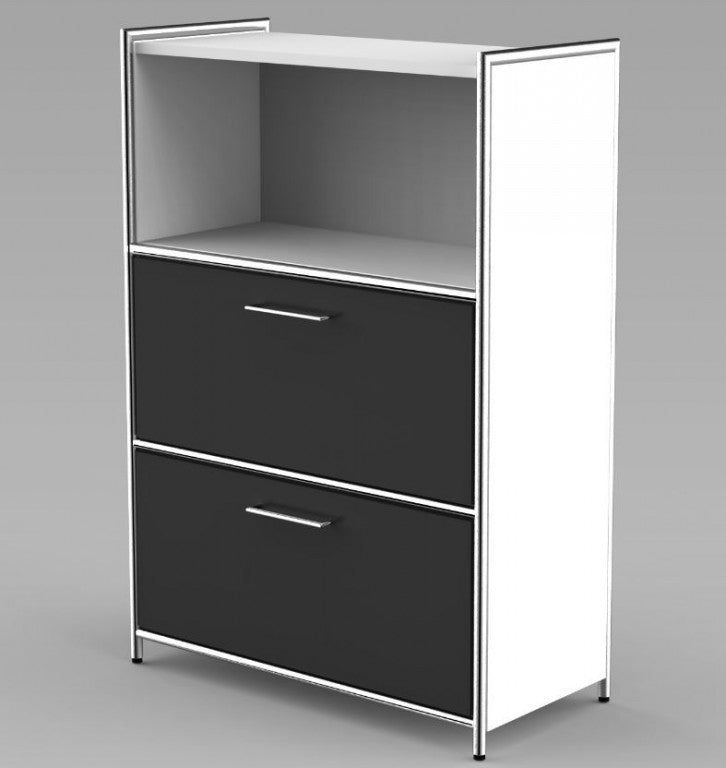 12676 ARTLINE Highboard 3OH Aktenschrank Schrank Büroschrank Büroregal Weiß/Anthrazit