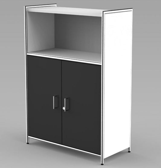 12683 ARTLINE Highboard 3OH Aktenschrank Schrank Büroschrank Büroregal Weiß/Anthrazit