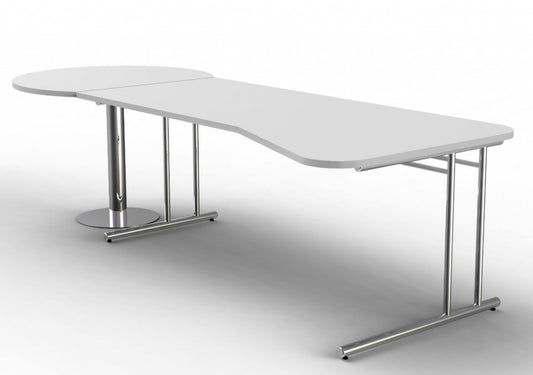 ARTLINE Freiformtisch mit Anbautisch 295x80/100 cm Weiß