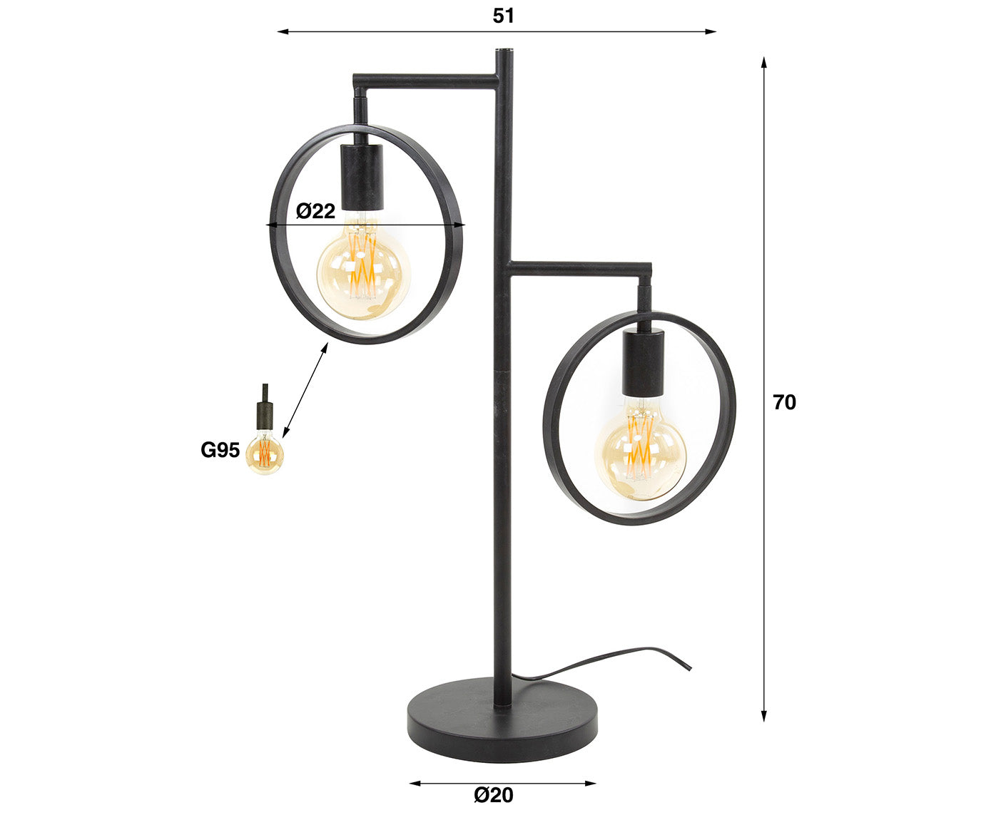 Tischlampe 2L Ring, Anthrazit