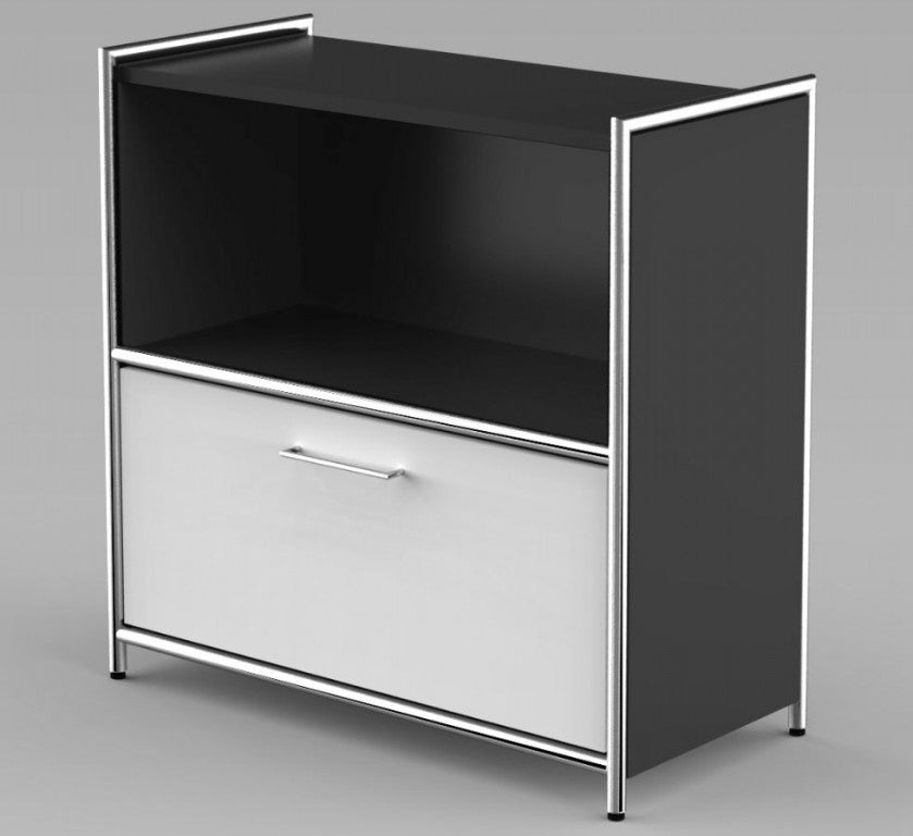 ARTLINE Sideboard 2OH Aktenregal Regal Büroregal Anthrazit/Weiß