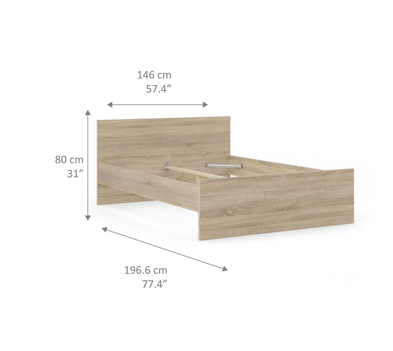 Bettgestell NAIA Bett 140 x 190 cm Eiche Struktur