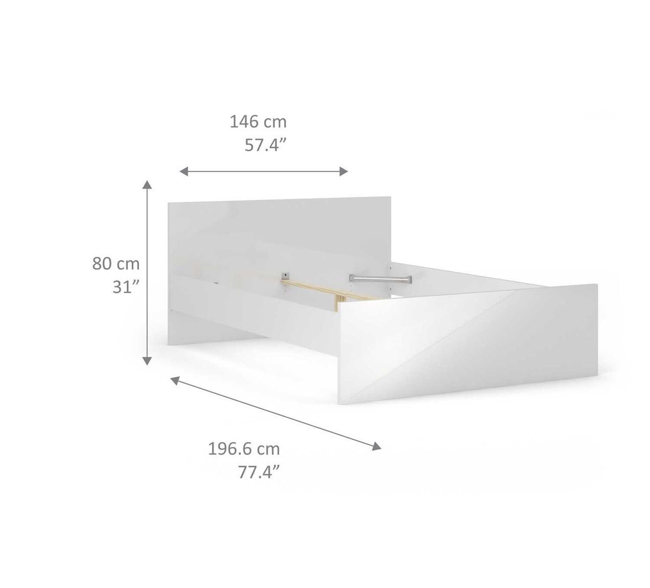 Bettgestell NAIA Bett 140 x 190 cm Weiß Hochglanz