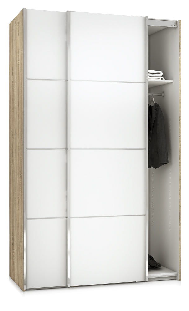 Verona Schiebetürenschrank 122 x 202 cm Eiche Struktur / Weiß