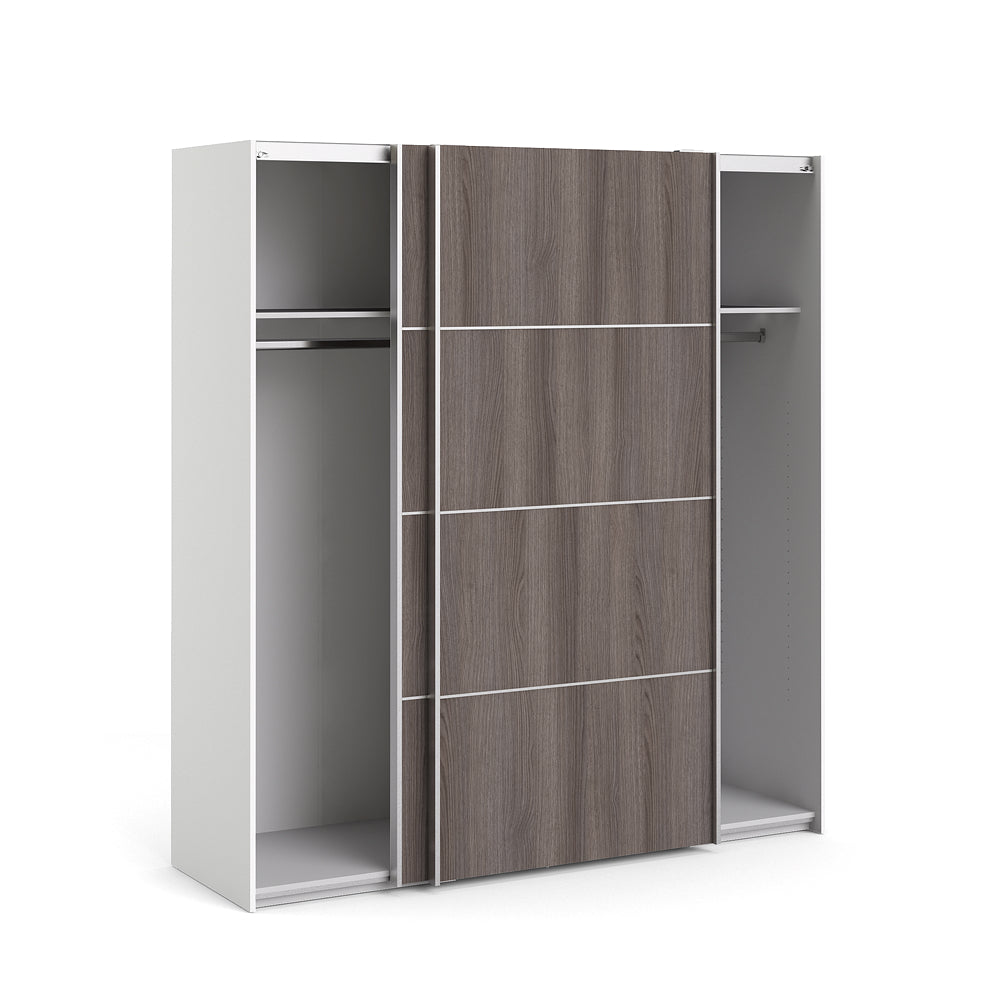 Verona Schiebetürenschrank 182 x 202 cm Weiß / Eiche Anthrazit