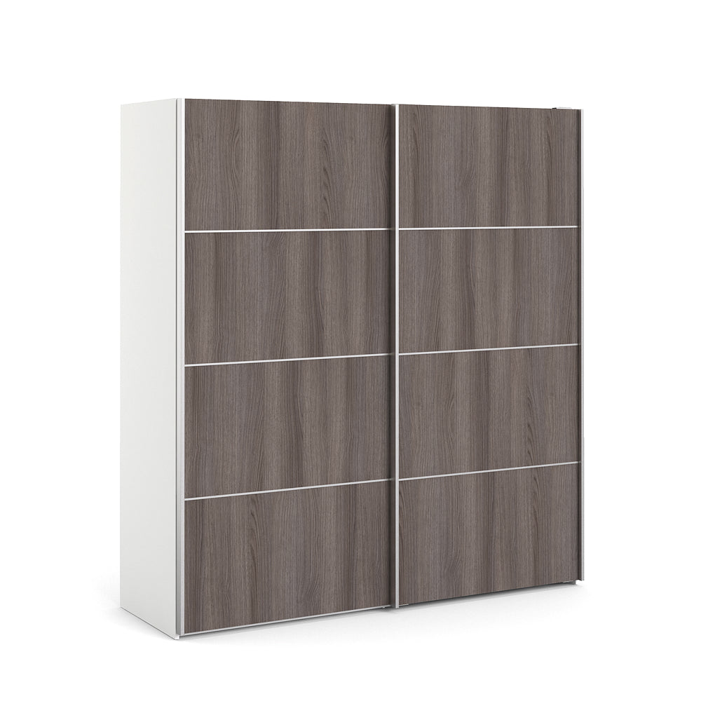 Verona Schiebetürenschrank 182 x 202 cm Weiß / Eiche Anthrazit