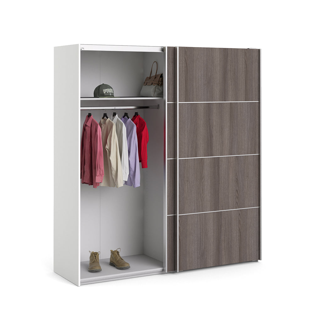 Verona Schiebetürenschrank 182 x 202 cm Weiß / Eiche Anthrazit