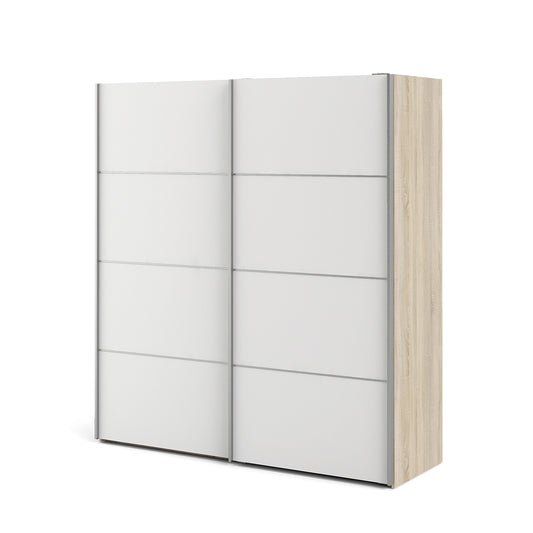 Verona Schiebetürenschrank 182 x 202 cm Eiche Struktur / Weiß