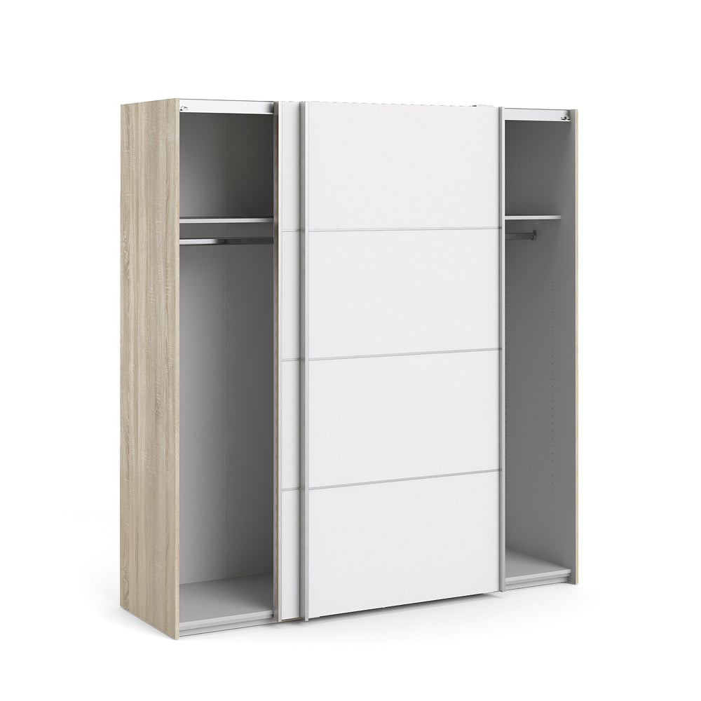 Verona Schiebetürenschrank 182 x 202 cm Eiche Struktur / Weiß