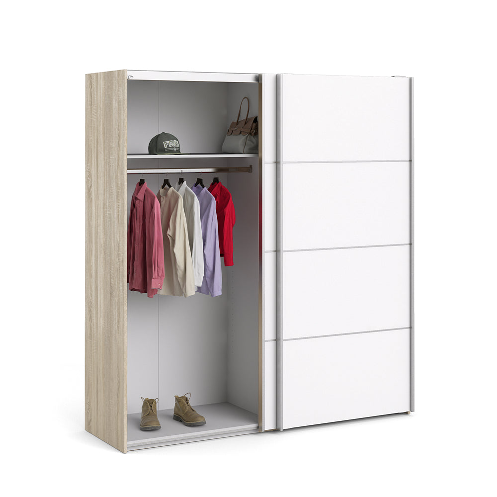 Verona Schiebetürenschrank 182 x 202 cm Eiche Struktur / Weiß