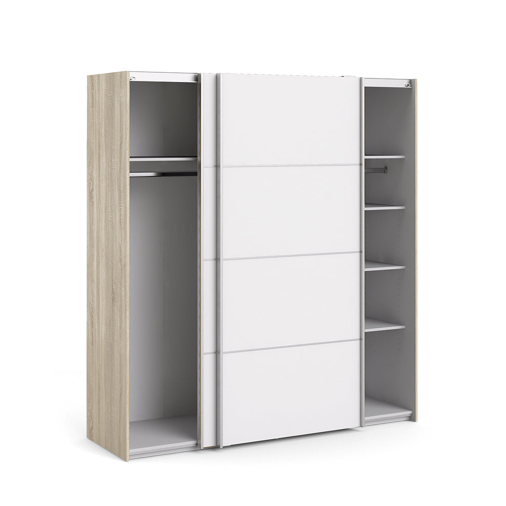 Verona Schiebetürenschrank 182 x 202 cm Eiche Struktur / Weiß