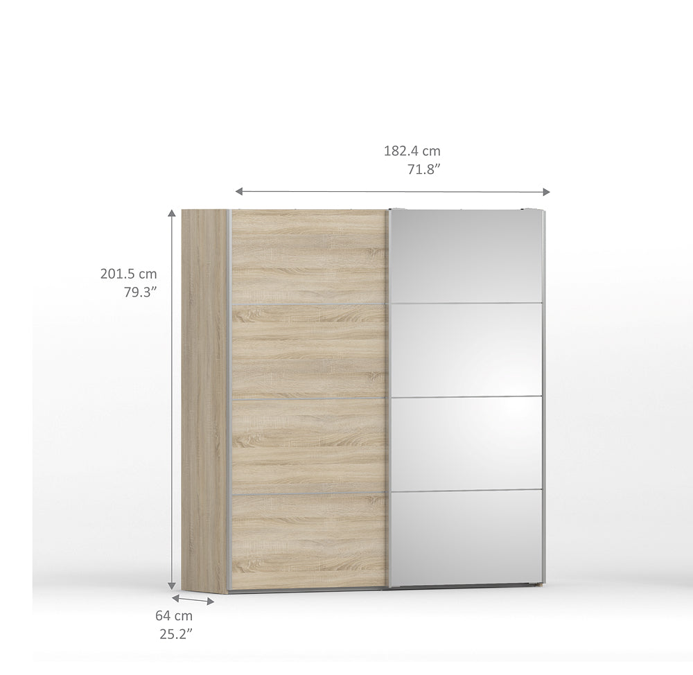 Verona Schiebetürenschrank 182 x 202 cm Eiche Struktur