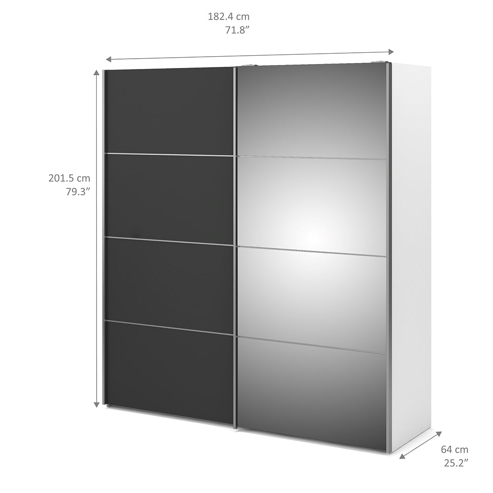 Verona Schiebetürenschrank 182 x 202 cm Weiß / Grau