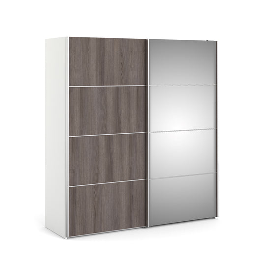 Verona Schiebetürenschrank 182 x 202 cm Weiß / Eiche Anthrazit