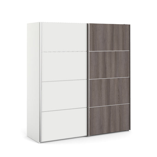 Verona Schiebetürenschrank 182 x 202 cm Weiß / Eiche Anthrazit