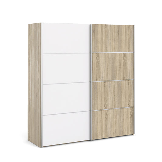 Verona Schiebetürenschrank 182 x 202 cm Eiche Struktur / Weiß