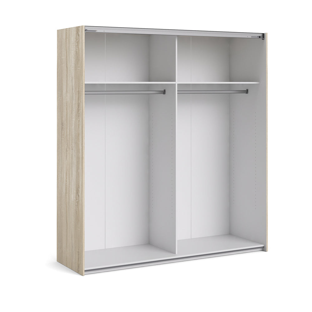 Verona Schiebetürenschrank 182 x 202 cm Eiche Struktur / Weiß