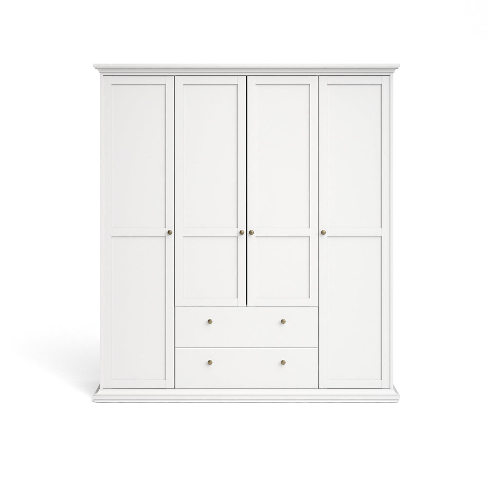 Paris Kleiderschrank 4-türig Weiß