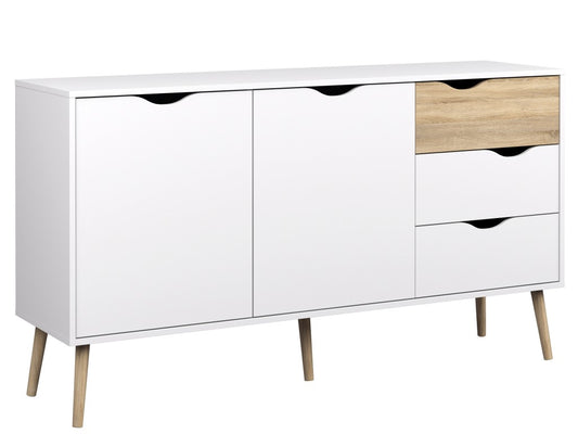 Sideboard OSLO Anrichte Kommode Weiß / Eiche Struktur