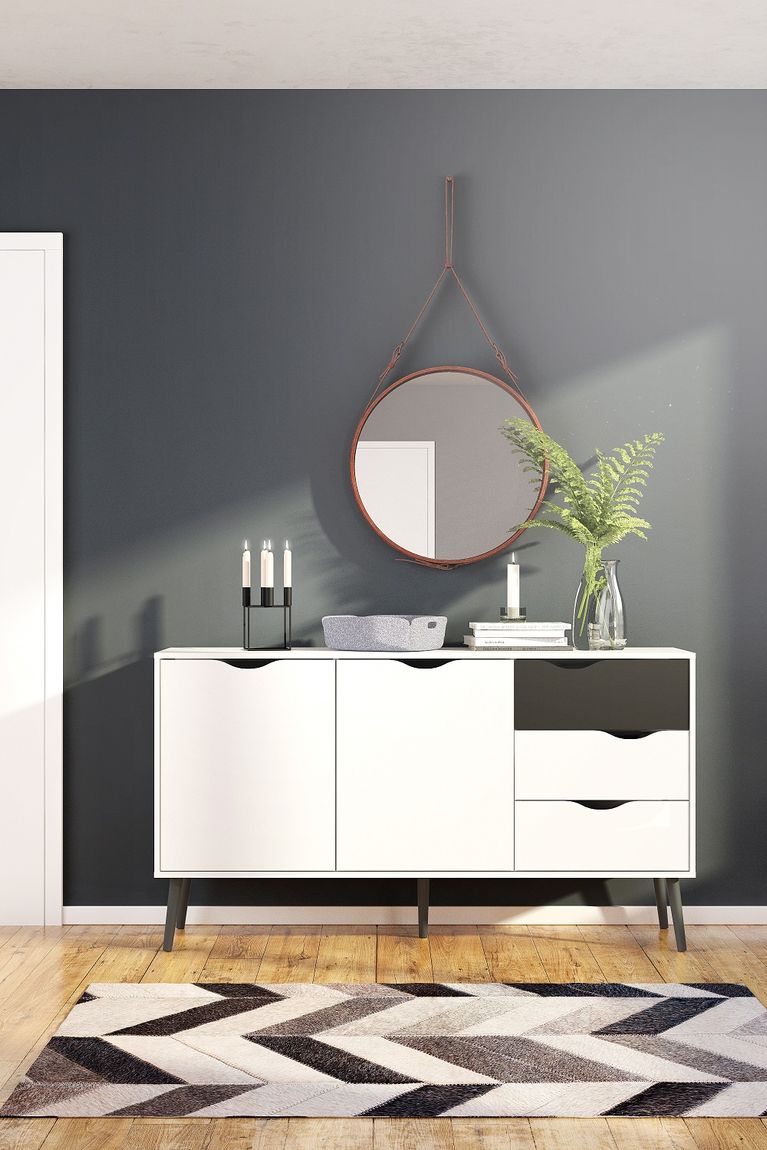 Sideboard OSLO Anrichte Kommode Weiß / Schwarz