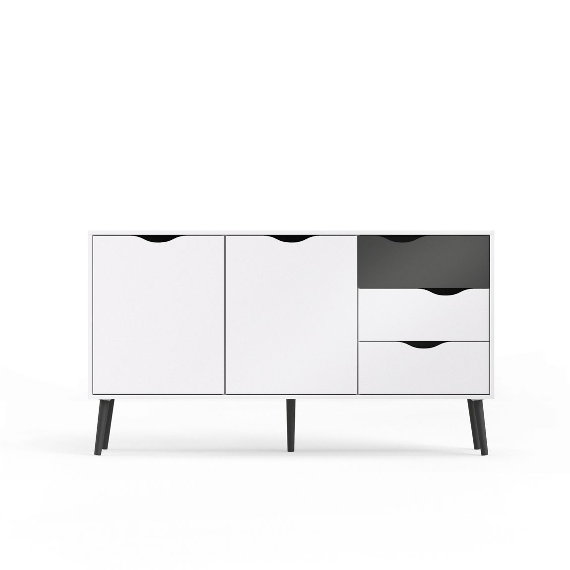 Sideboard OSLO Anrichte Kommode Weiß / Schwarz