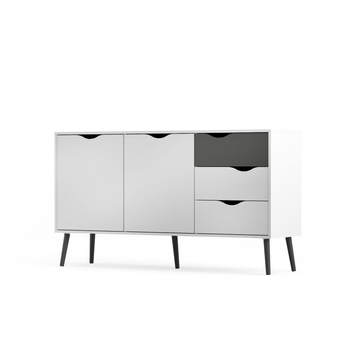 Sideboard OSLO Anrichte Kommode Weiß / Schwarz