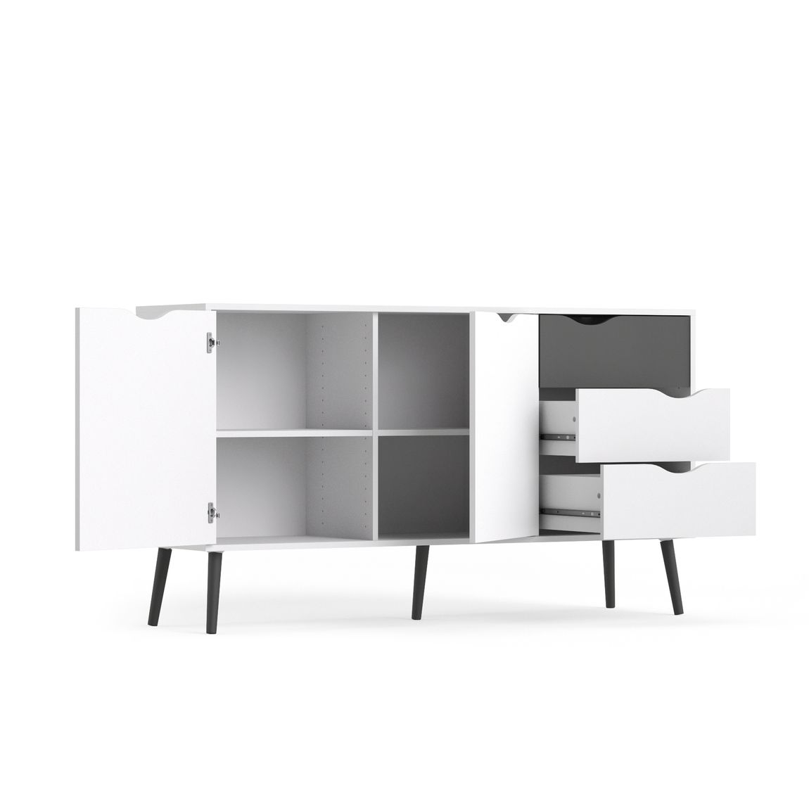 Sideboard OSLO Anrichte Kommode Weiß / Schwarz