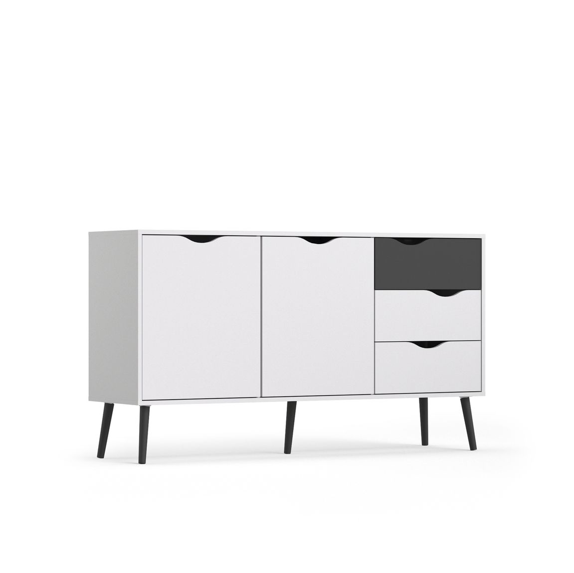 Sideboard OSLO Anrichte Kommode Weiß / Schwarz