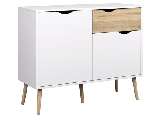 Sideboard OSLO Anrichte Kommode Weiß / Eiche Struktur