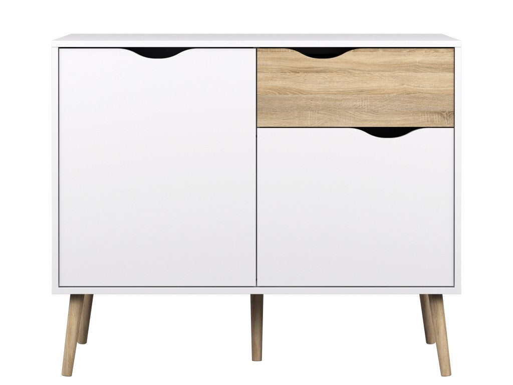 Sideboard OSLO Anrichte Kommode Weiß / Eiche Struktur