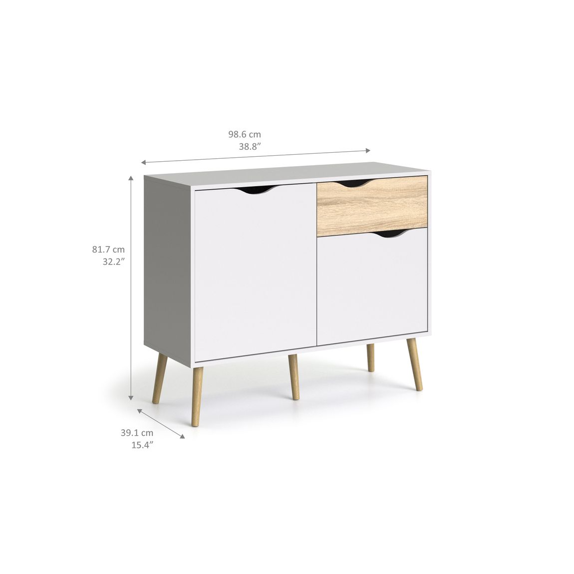 Sideboard OSLO Anrichte Kommode Weiß / Eiche Struktur