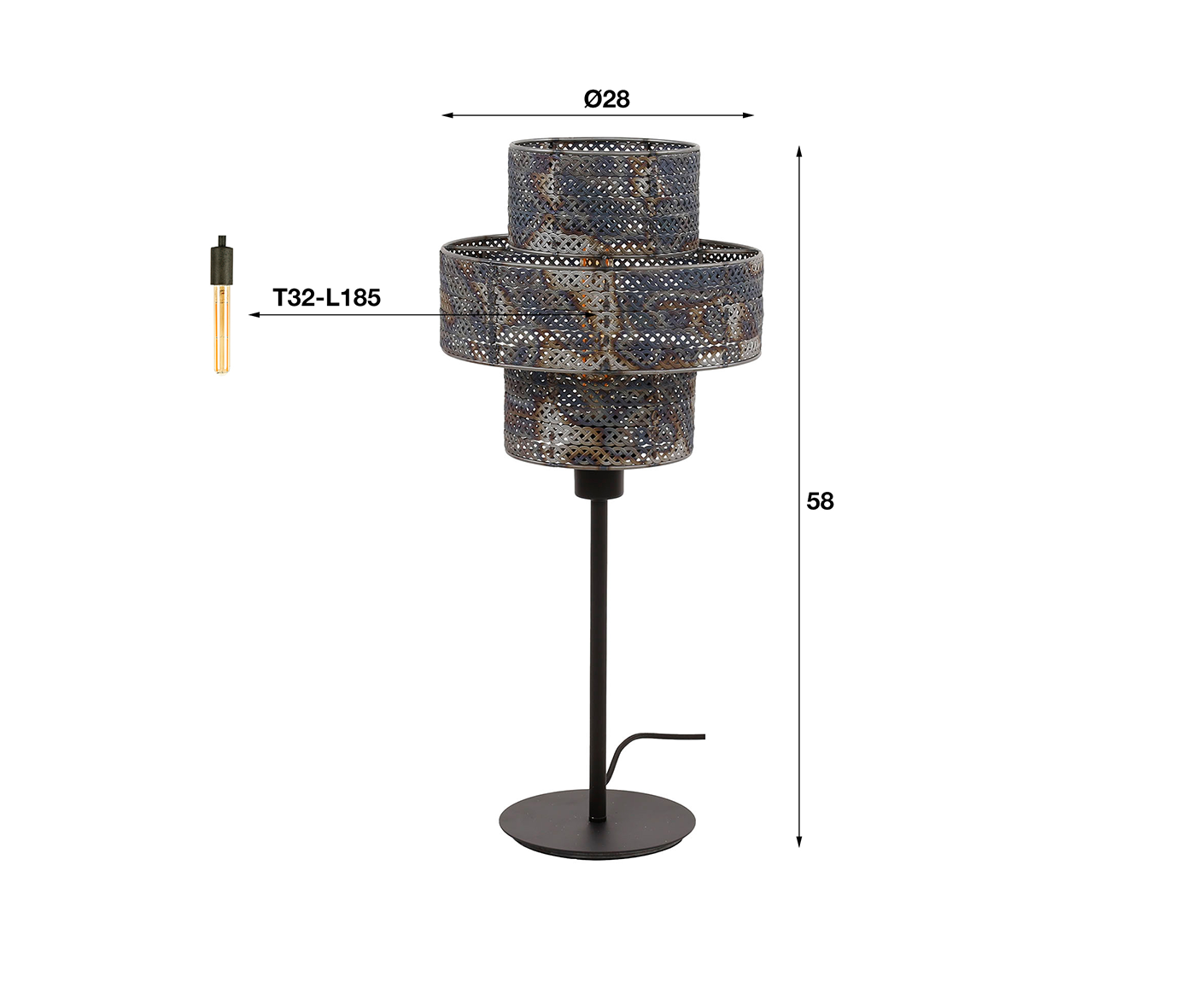 Tischlampe 1L Lantern / Schwarz-Braun