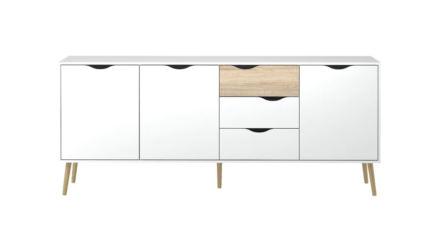 Sideboard OSLO Weiß / Eiche Struktur