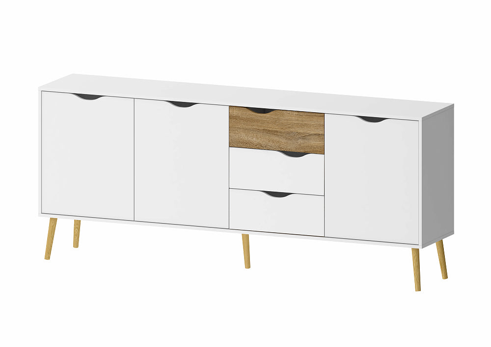 Sideboard OSLO Weiß / Eiche Struktur