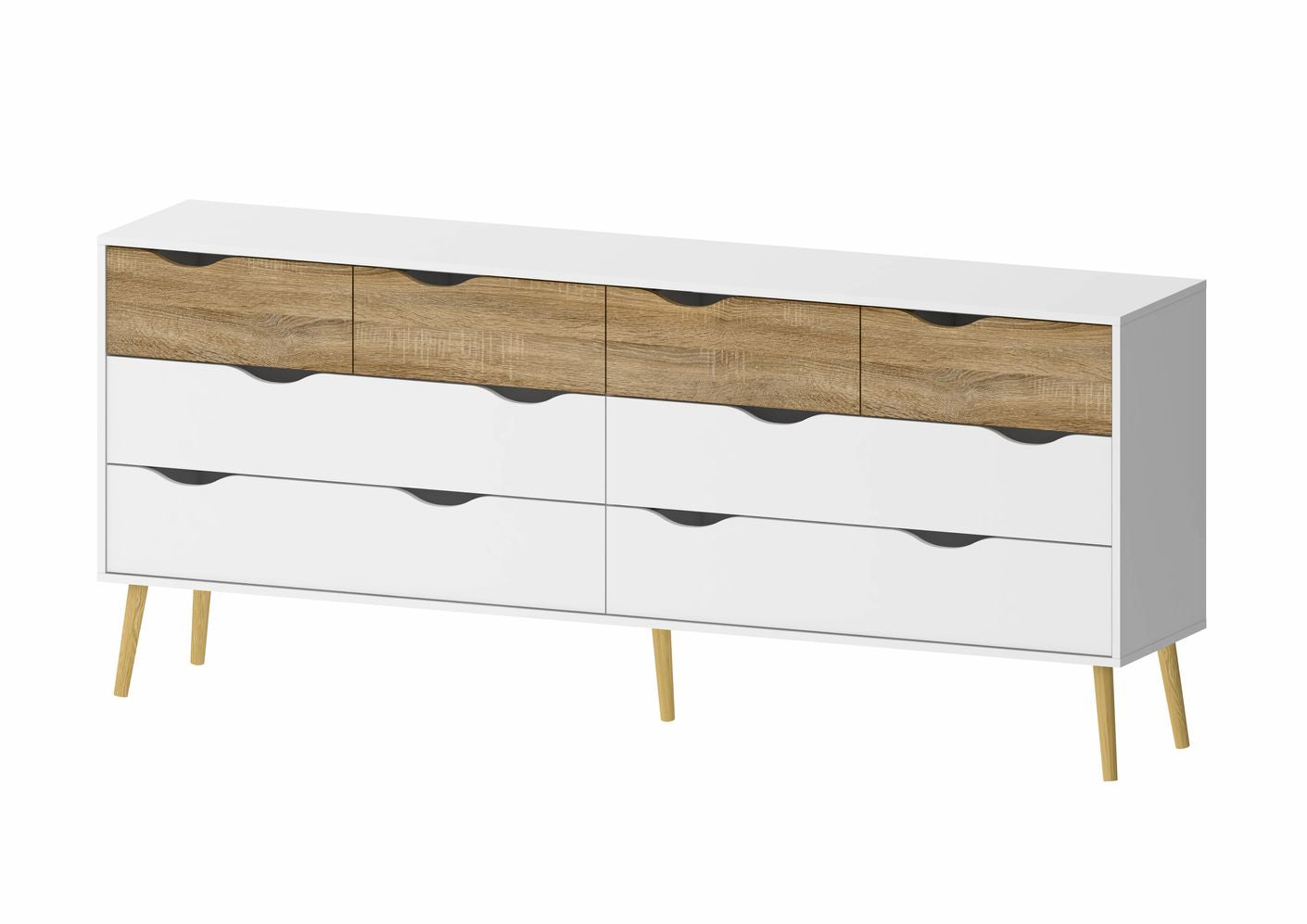 OSLO Doppelkommode Sideboard Weiß / Eiche Sonoma